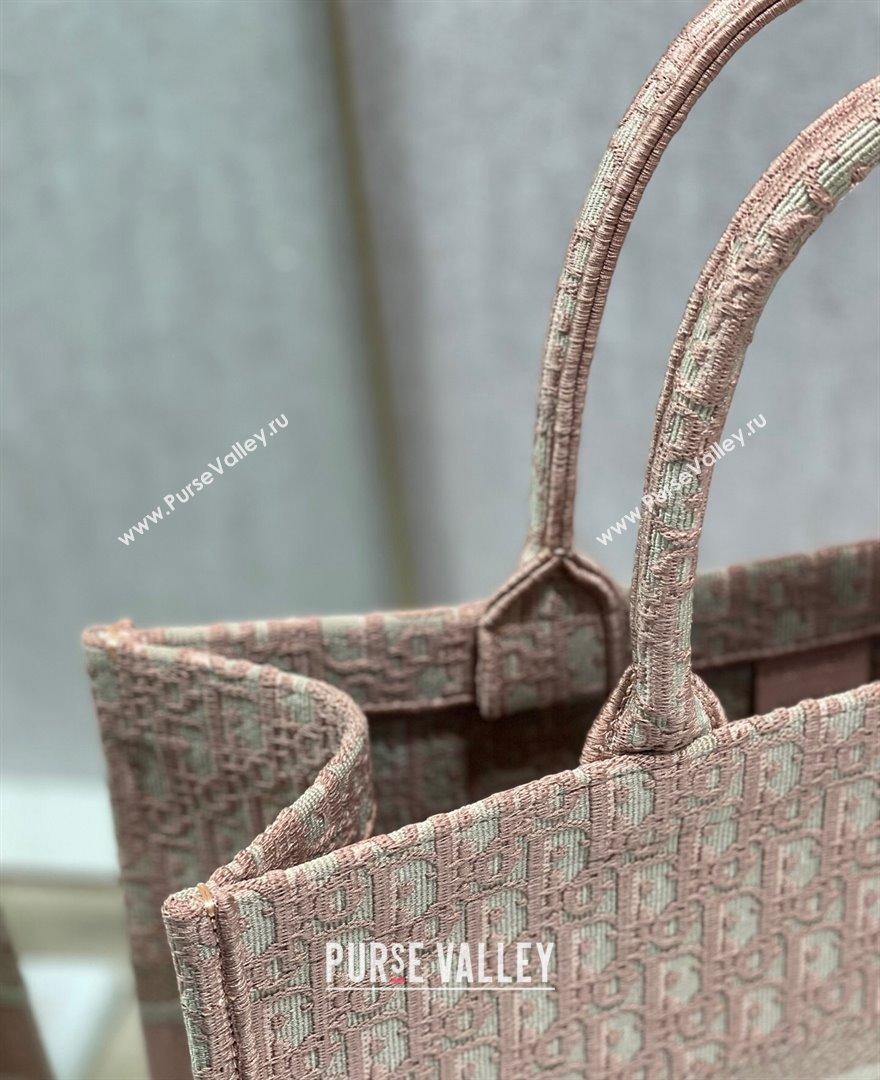 Dior Large Book Tote Bag in Light Pink Oblique Embroidery 2021 120145 (XXG-21120145)