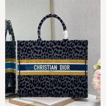 Dior Large Book Tote Bag in Grey Multicolor Mizza Embroidered Velvet 2021 (XXG-21120207)