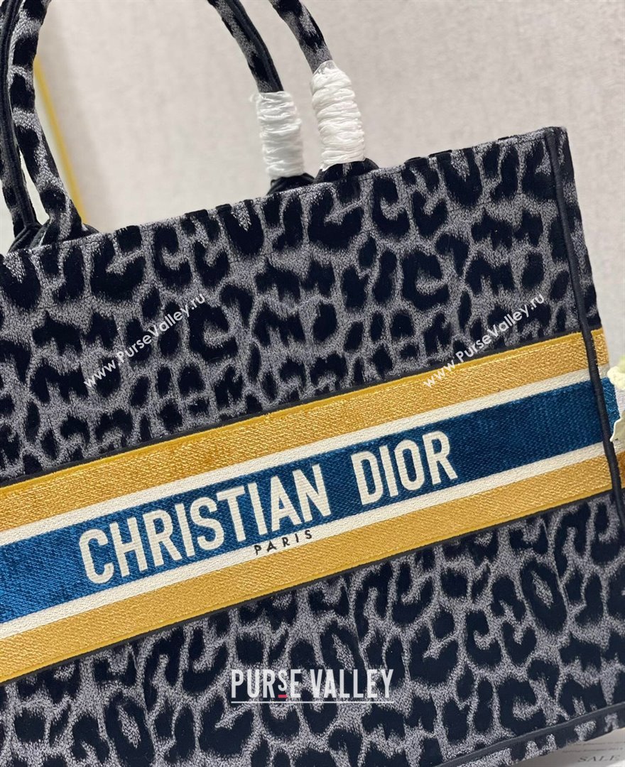 Dior Large Book Tote Bag in Grey Multicolor Mizza Embroidered Velvet 2021 (XXG-21120207)