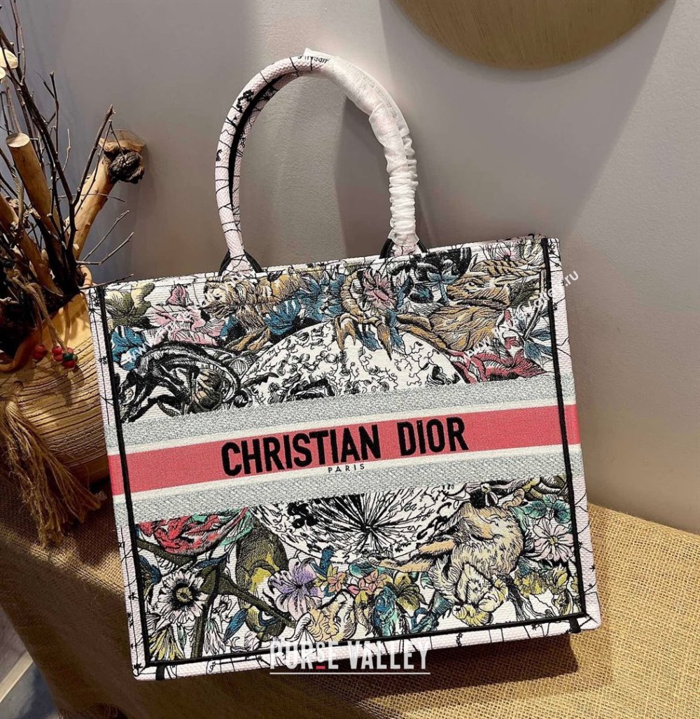 Dior Large Book Tote Bag in Multicolor Constellation Embroidery 2021 120163 (XXG-21120163)