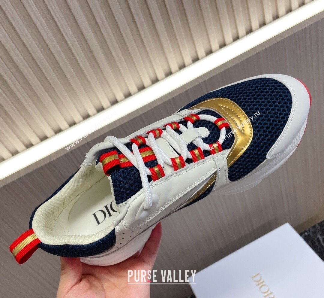 Dior B22 Sneakers in Mesh and Smooth Calfskin White/Navy Blue 2023 (MD-231011095)