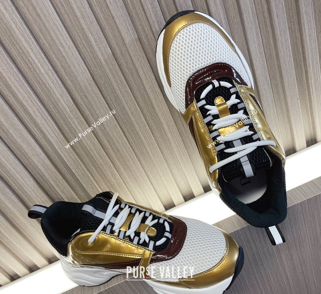 Dior B22 Sneakers in Mesh and Smooth Calfskin Gold 2023 (MD-231011098)