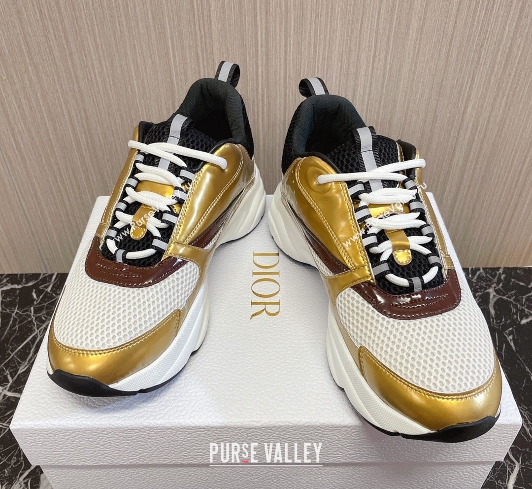 Dior B22 Sneakers in Mesh and Smooth Calfskin Gold 2023 (MD-231011098)