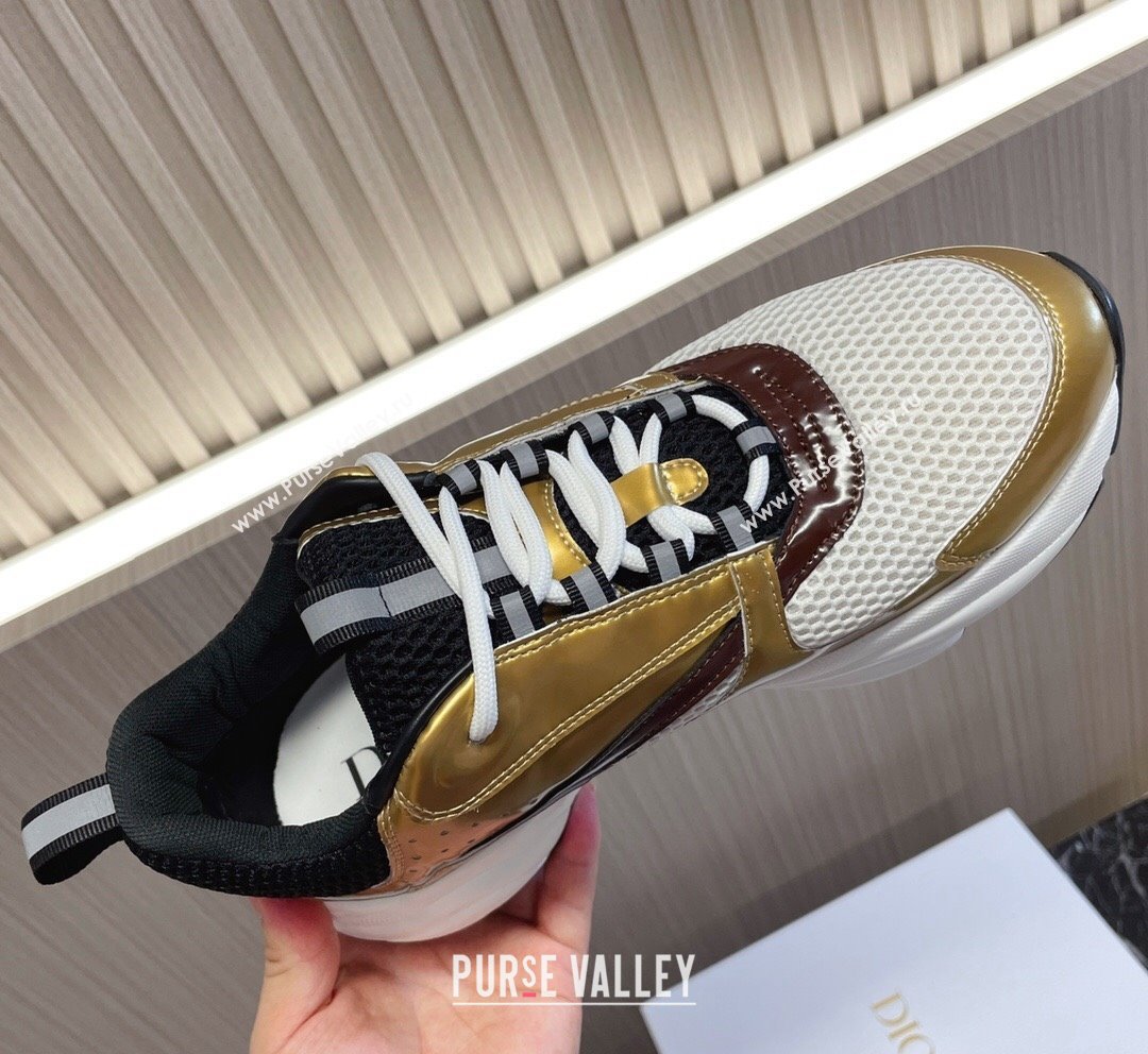 Dior B22 Sneakers in Mesh and Smooth Calfskin Gold 2023 (MD-231011098)