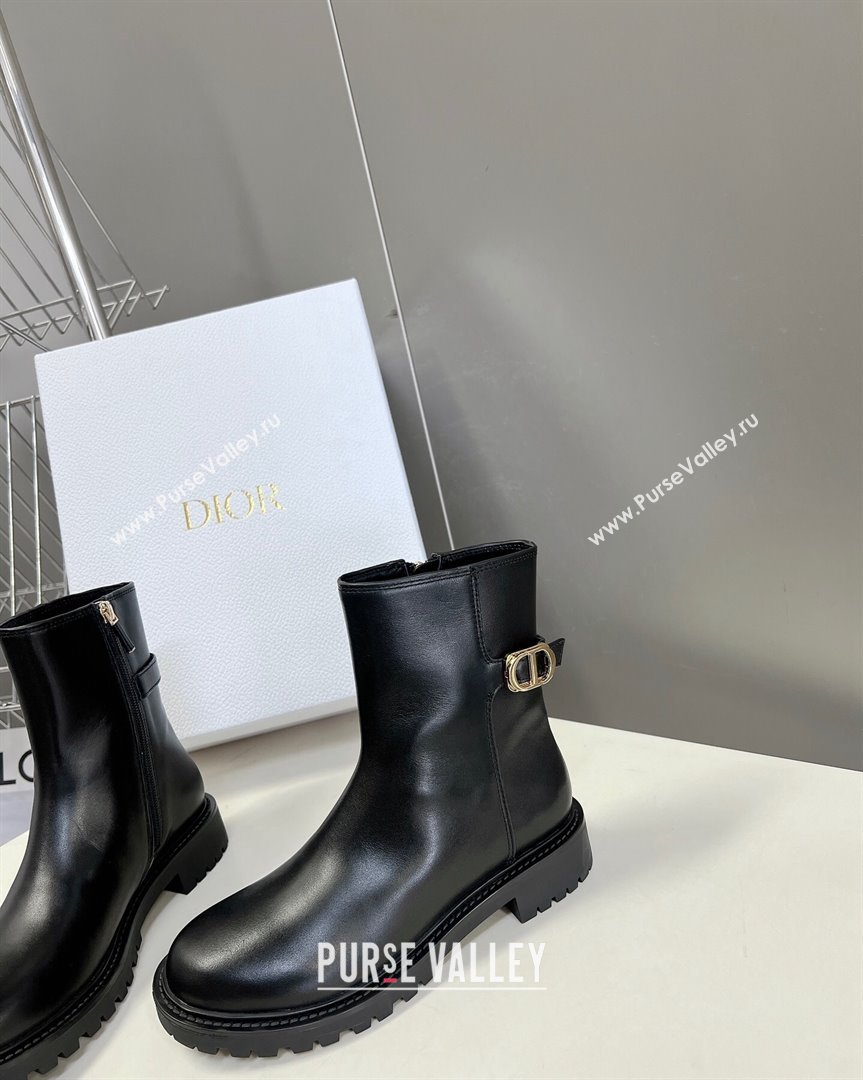 Dior 30 Montaigne Calfskin Ankle Boots with CD Strap Black 2023 (MD-231011082)