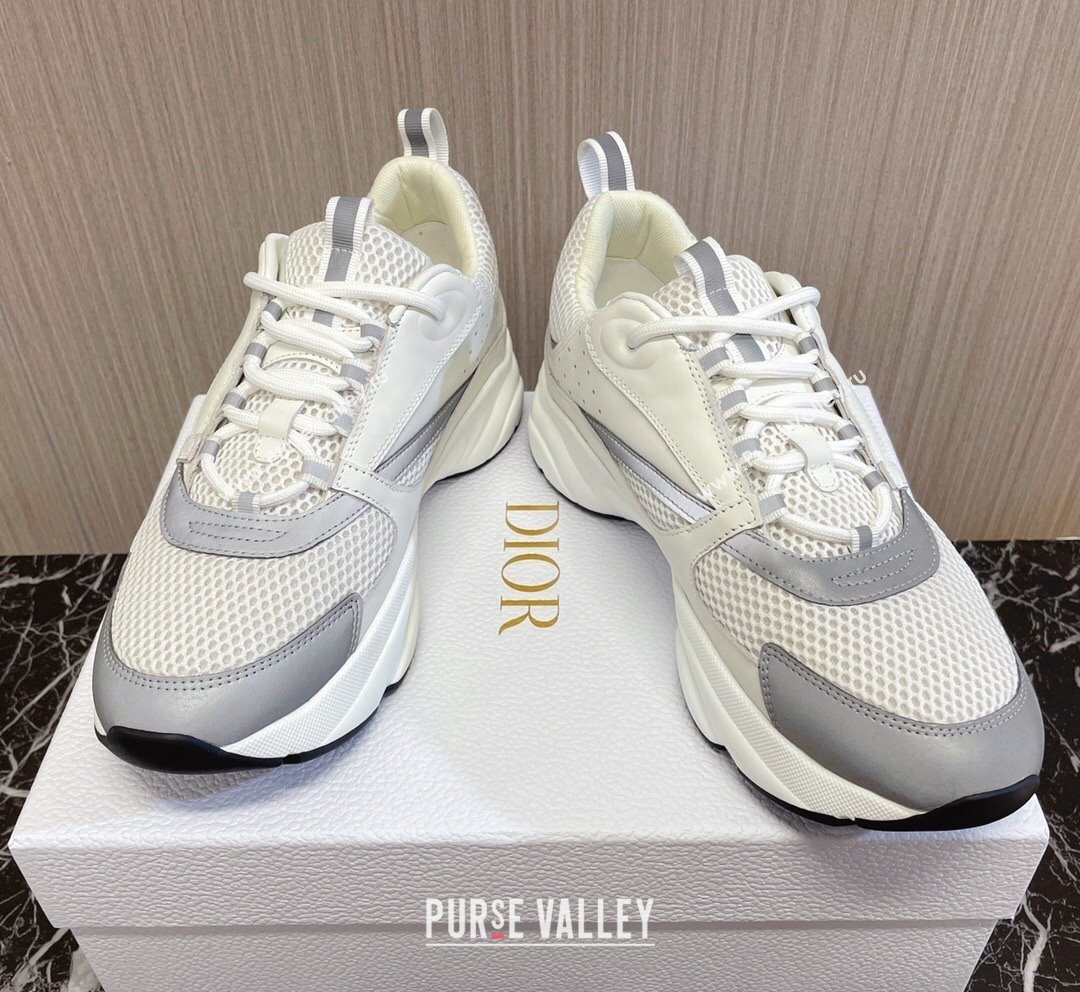 Dior B22 Sneakers in Mesh and Smooth Calfskin White/Dark Grey 2023 (MD-231011084)