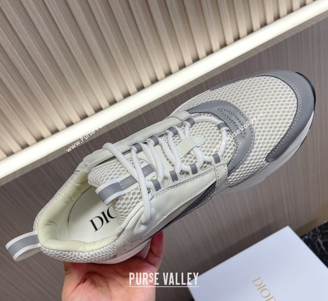 Dior B22 Sneakers in Mesh and Smooth Calfskin White/Dark Grey 2023 (MD-231011084)