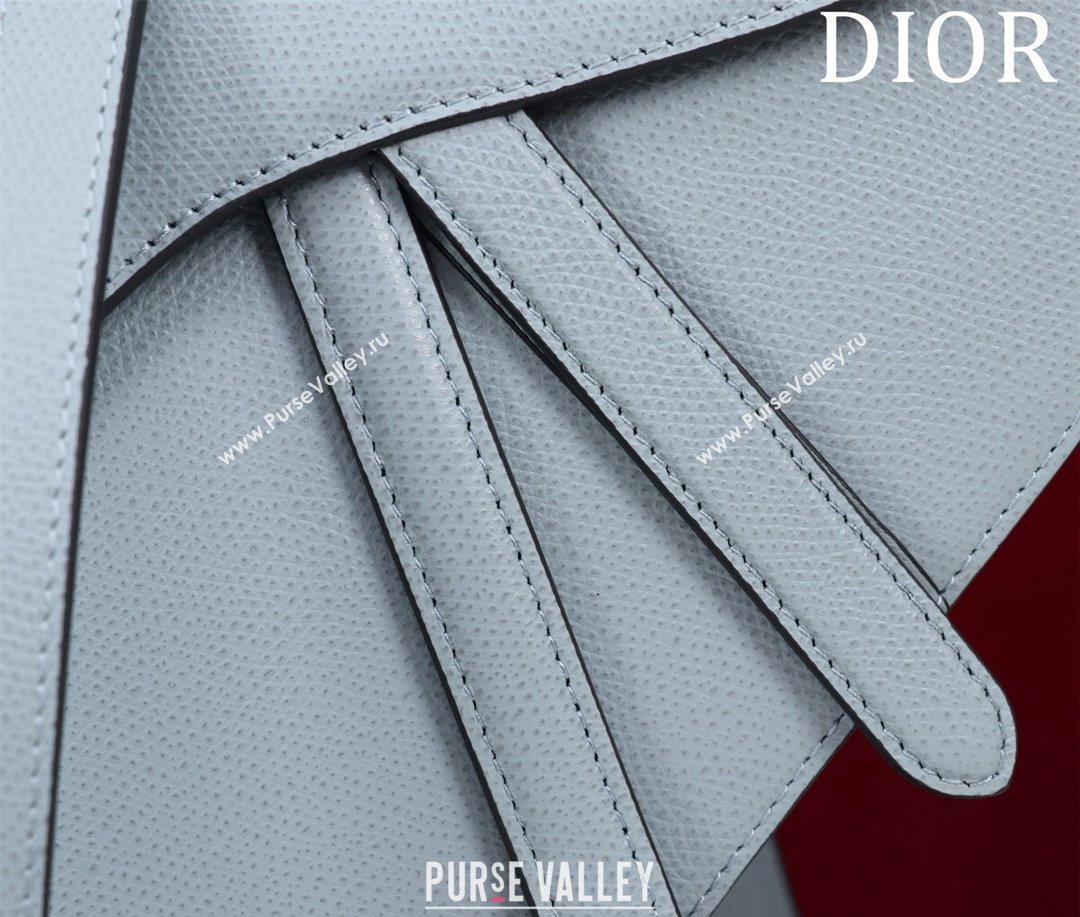 Dior Mini/Medium Saddle Bag with Strap in Grained Calfskin Light Blue 2023 (XXG-231101122)