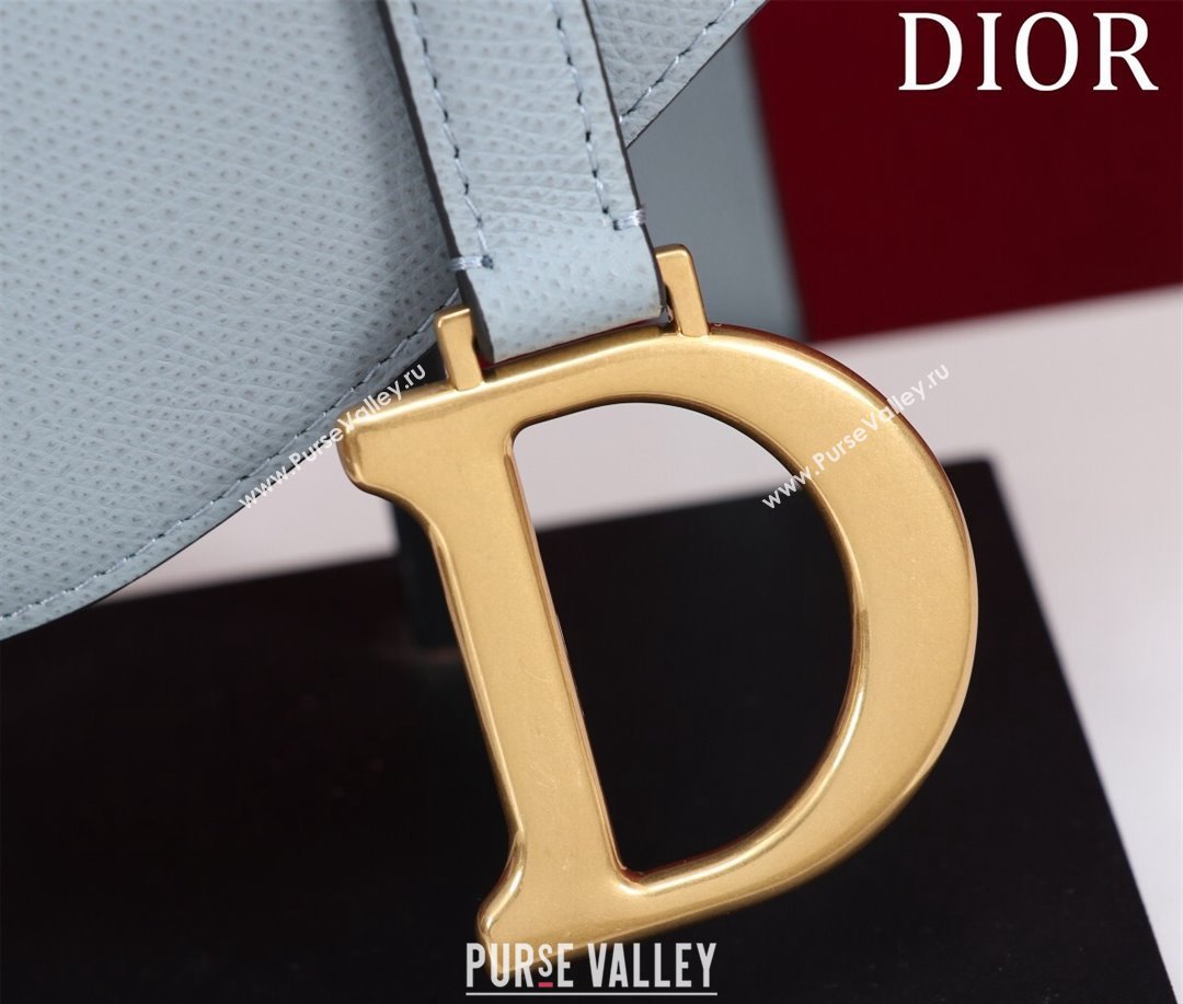 Dior Mini/Medium Saddle Bag with Strap in Grained Calfskin Light Blue 2023 (XXG-231101122)