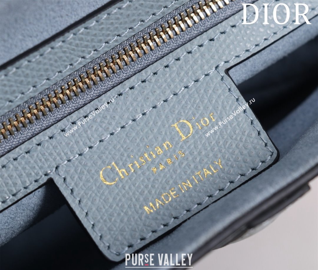 Dior Mini/Medium Saddle Bag with Strap in Grained Calfskin Light Blue 2023 (XXG-231101122)