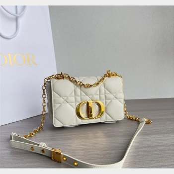 Dior Small Caro Chain Bag in Quilted Macrocannage Calfskin White/Gold 2023 M9241 (BF-231101129)