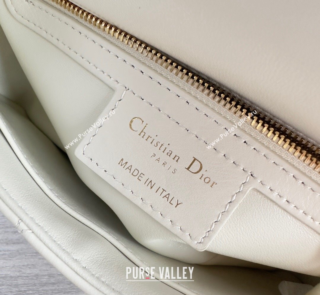 Dior Small Caro Chain Bag in Quilted Macrocannage Calfskin White/Gold 2023 M9241 (BF-231101129)