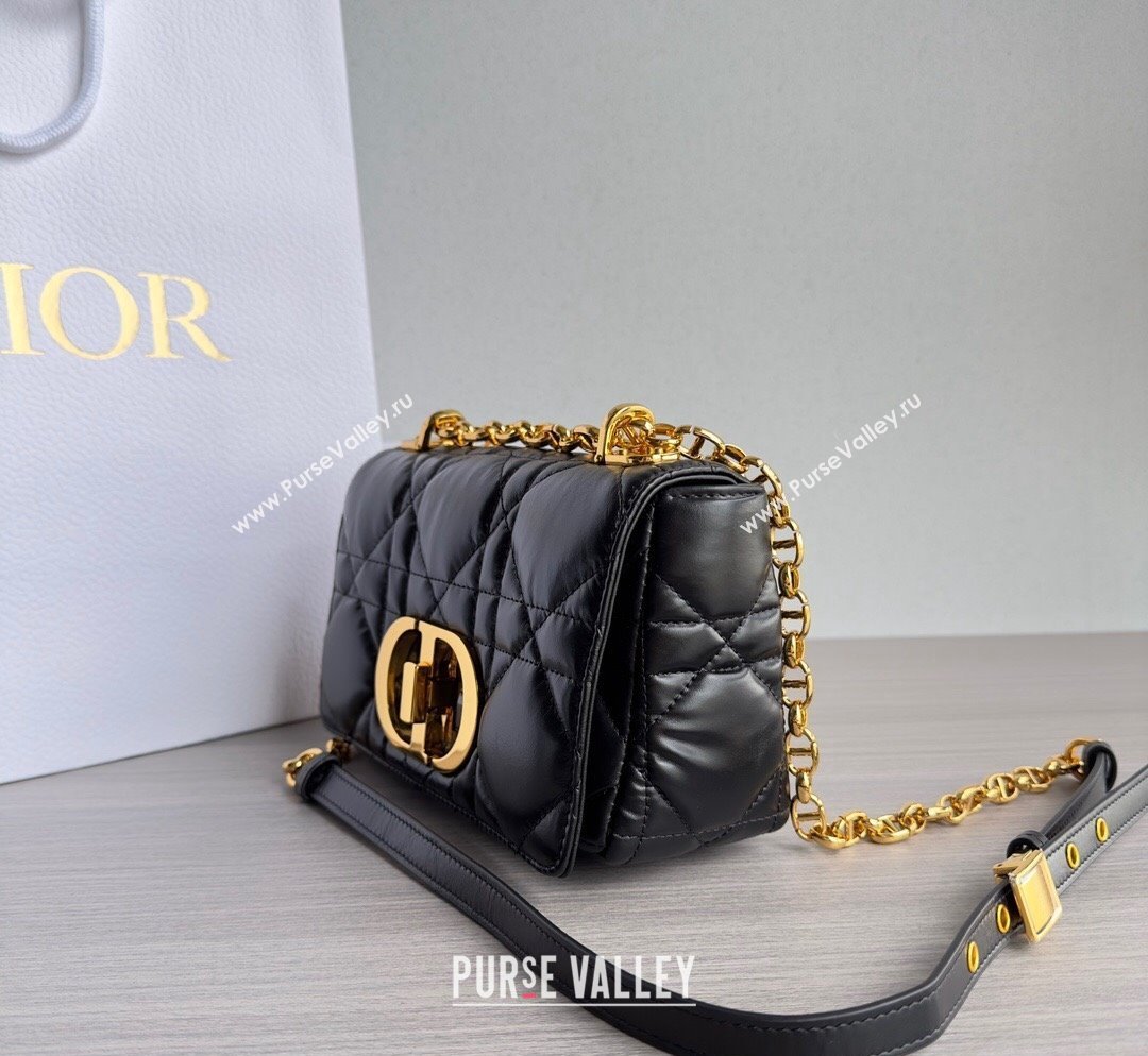 Dior Small Caro Chain Bag in Quilted Macrocannage Calfskin Black/Gold 2023 M9241 (BF-231101127)