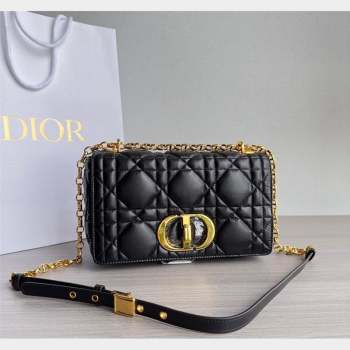 Dior Medium Caro Chain Bag in Quilted Macrocannage Calfskin Black/Gold 2023 M9242 (BF-231101133)