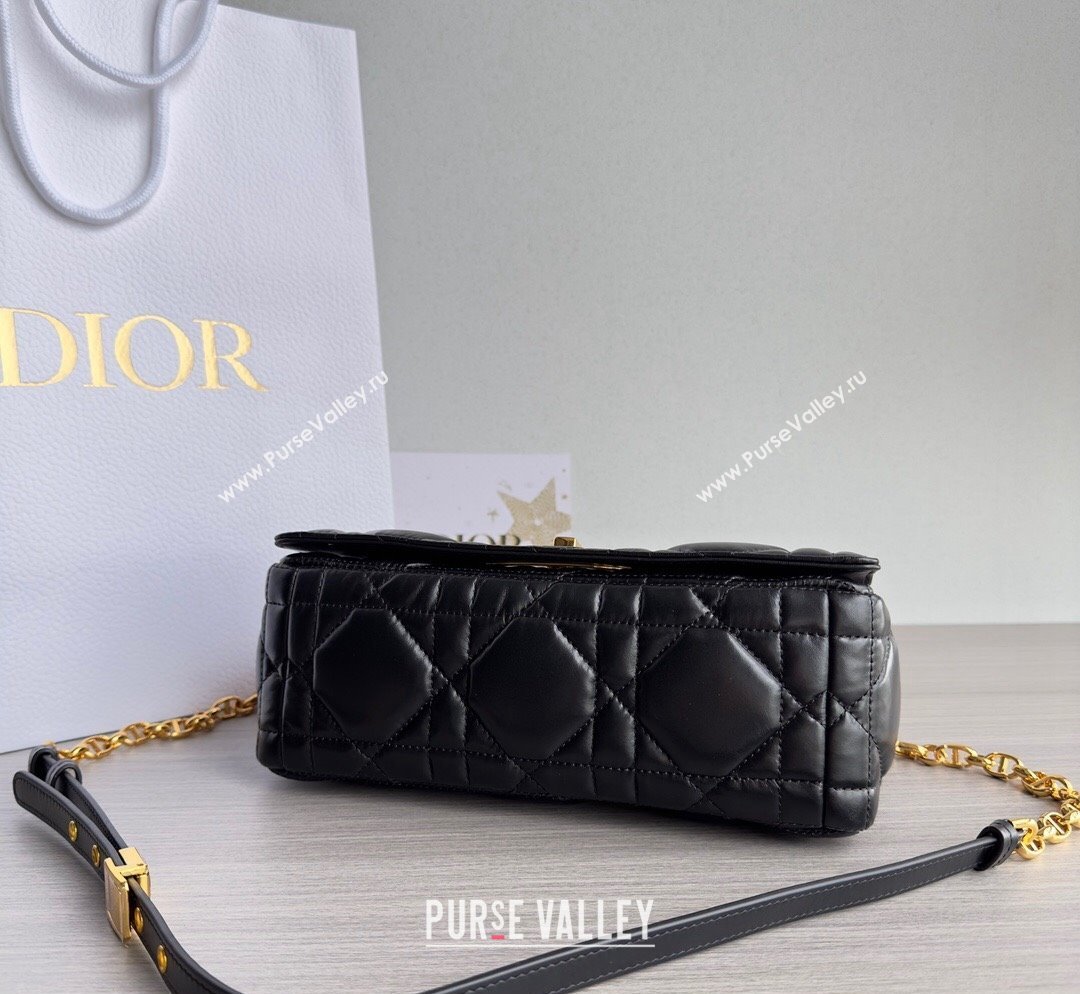 Dior Medium Caro Chain Bag in Quilted Macrocannage Calfskin Black/Gold 2023 M9242 (BF-231101133)