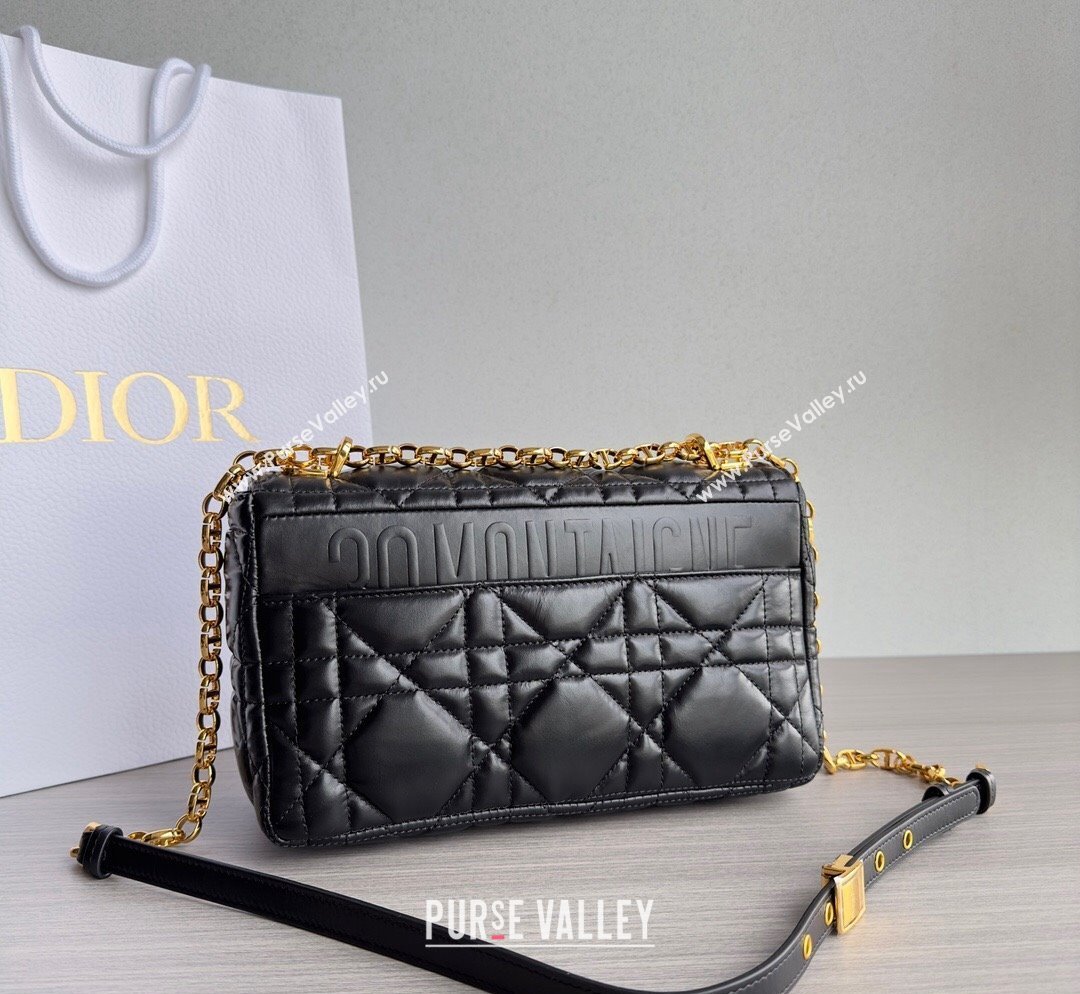 Dior Medium Caro Chain Bag in Quilted Macrocannage Calfskin Black/Gold 2023 M9242 (BF-231101133)