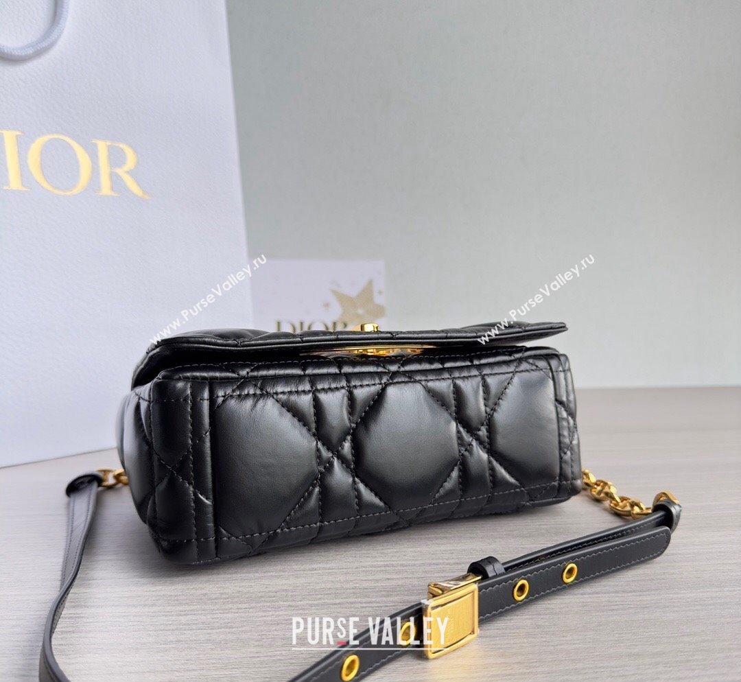 Dior Small Caro Chain Bag in Quilted Macrocannage Calfskin Black/Gold 2023 M9241 (BF-231101127)