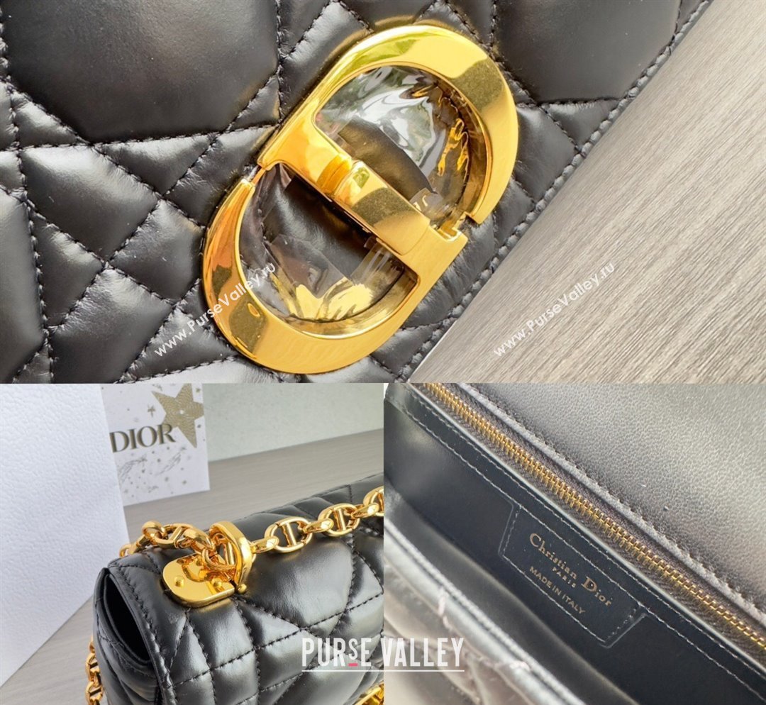 Dior Medium Caro Chain Bag in Quilted Macrocannage Calfskin Black/Gold 2023 M9242 (BF-231101133)