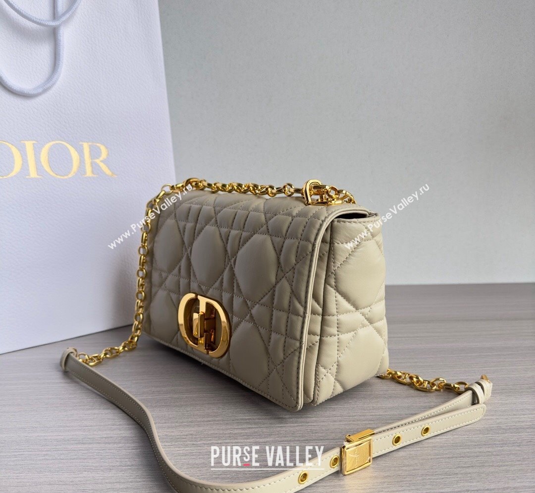 Dior Medium Caro Chain Bag in Quilted Macrocannage Calfskin Light Beige 2023 M9242 (BF-231101134)