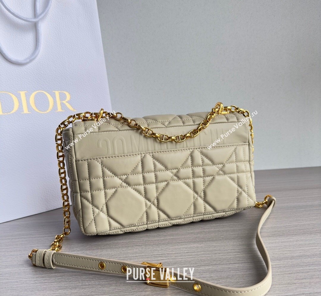 Dior Medium Caro Chain Bag in Quilted Macrocannage Calfskin Light Beige 2023 M9242 (BF-231101134)