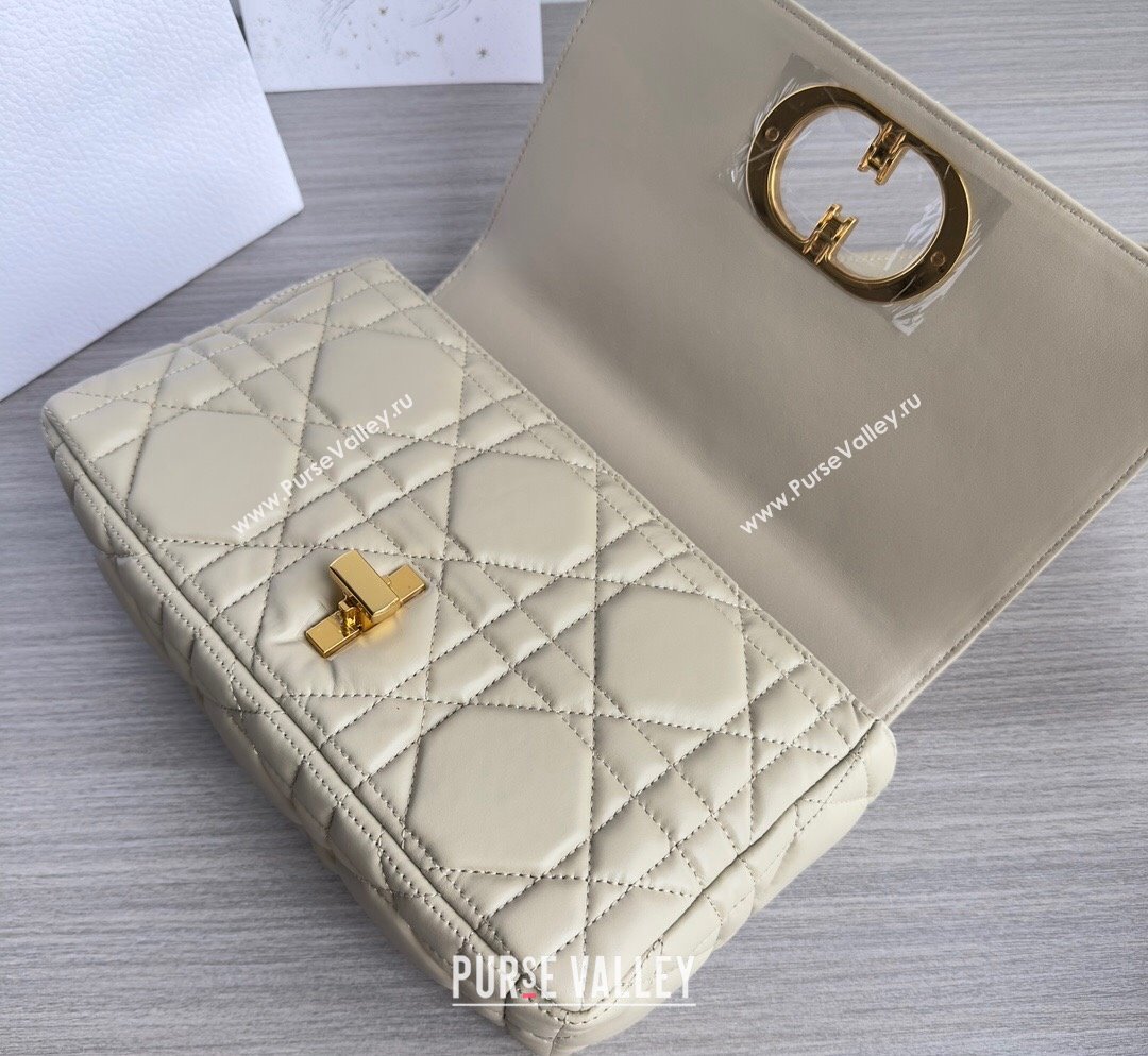 Dior Medium Caro Chain Bag in Quilted Macrocannage Calfskin Light Beige 2023 M9242 (BF-231101134)