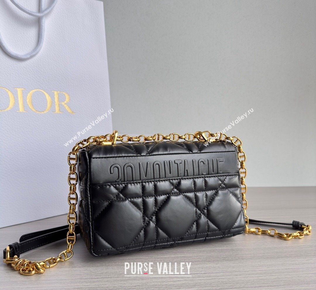 Dior Small Caro Chain Bag in Quilted Macrocannage Calfskin Black/Gold 2023 M9241 (BF-231101127)