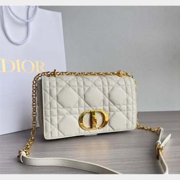 Dior Medium Caro Chain Bag in Quilted Macrocannage Calfskin White/Gold 2023 M9242 (BF-231101135)