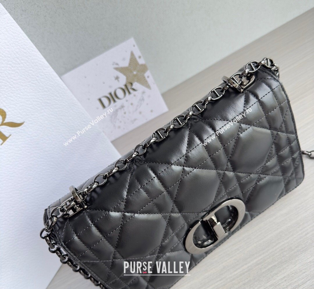 Dior Medium Caro Chain Bag in Quilted Macrocannage Calfskin Black/Gunmetal 2023 M9242 (BF-231101136)