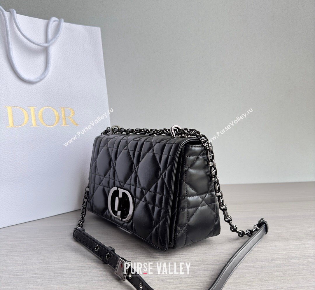 Dior Medium Caro Chain Bag in Quilted Macrocannage Calfskin Black/Gunmetal 2023 M9242 (BF-231101136)