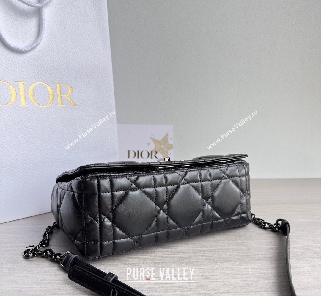 Dior Medium Caro Chain Bag in Quilted Macrocannage Calfskin Black/Gunmetal 2023 M9242 (BF-231101136)