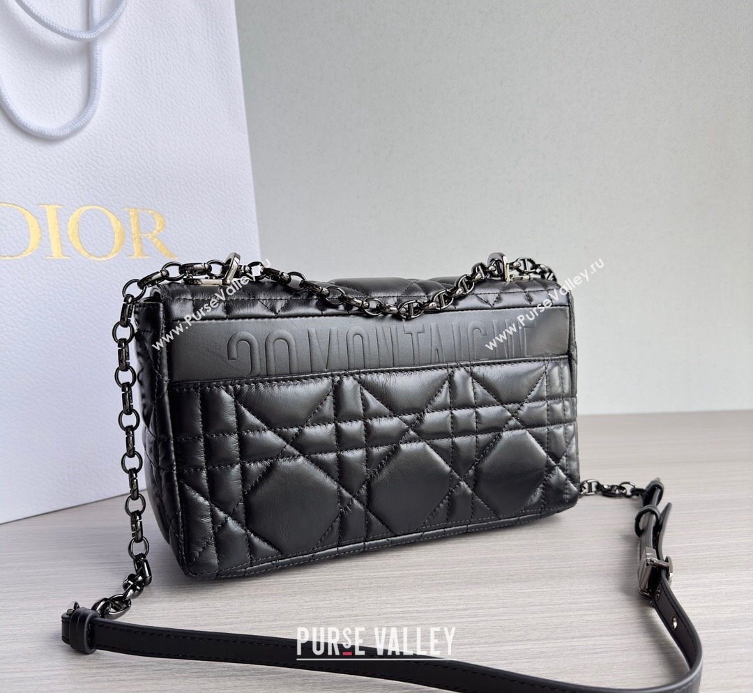 Dior Medium Caro Chain Bag in Quilted Macrocannage Calfskin Black/Gunmetal 2023 M9242 (BF-231101136)