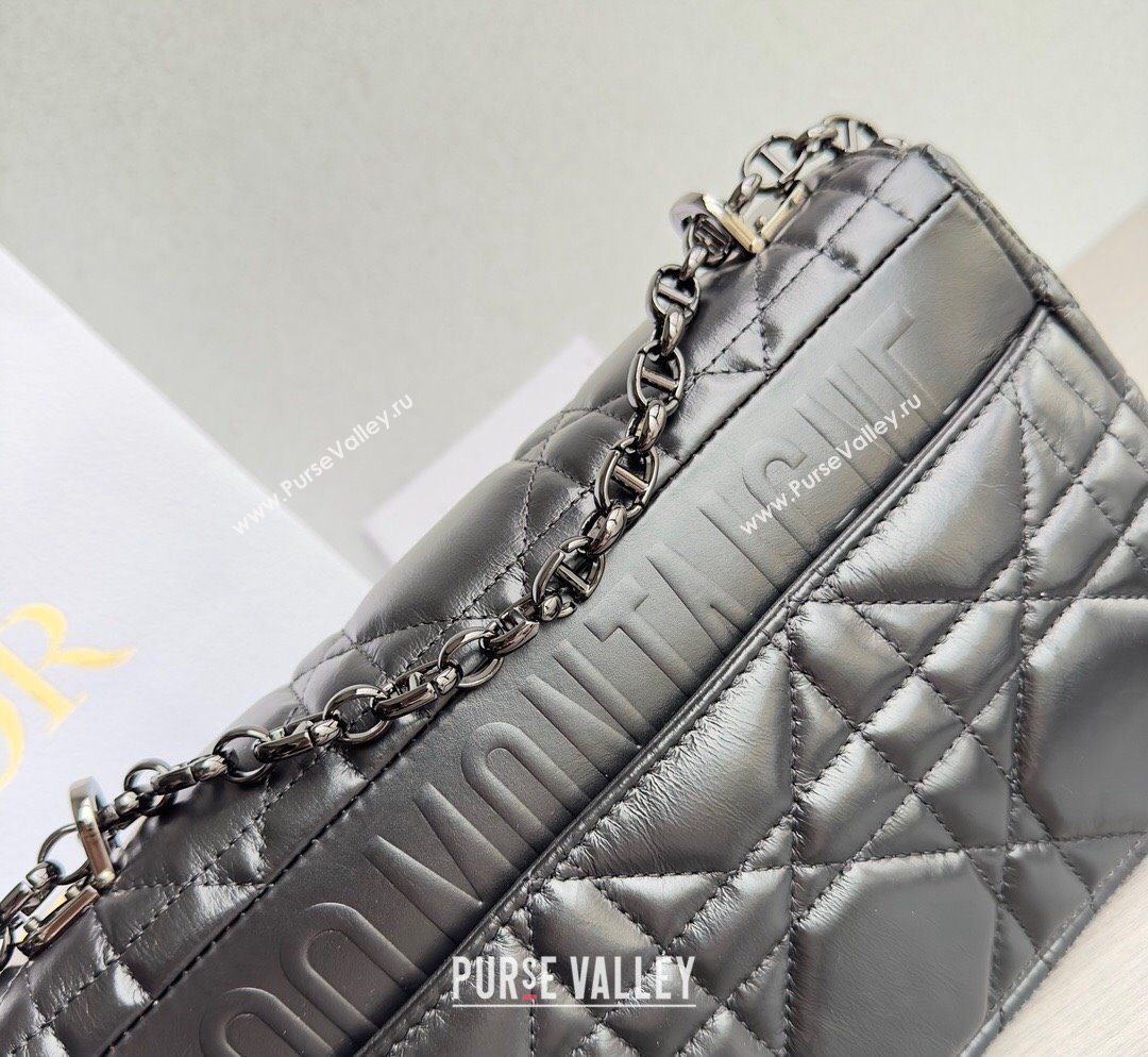 Dior Medium Caro Chain Bag in Quilted Macrocannage Calfskin Black/Gunmetal 2023 M9242 (BF-231101136)