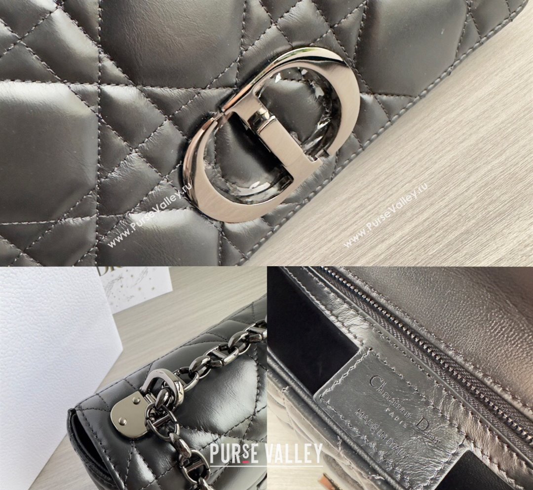 Dior Medium Caro Chain Bag in Quilted Macrocannage Calfskin Black/Gunmetal 2023 M9242 (BF-231101136)