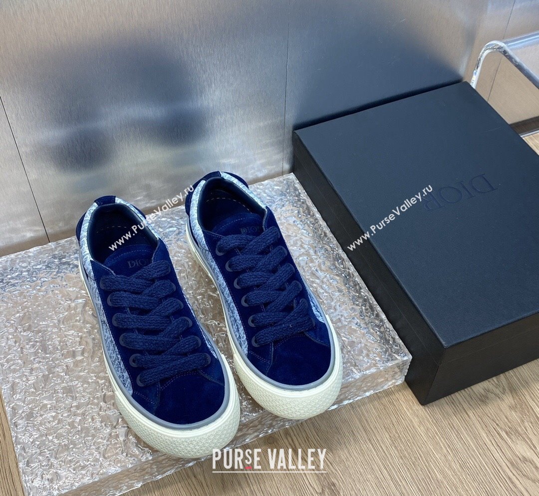 Dior B33 Low-top Sneakers in Oblique Jacquard and Suede Light/Dark Blue 2023 (MD-231103095)