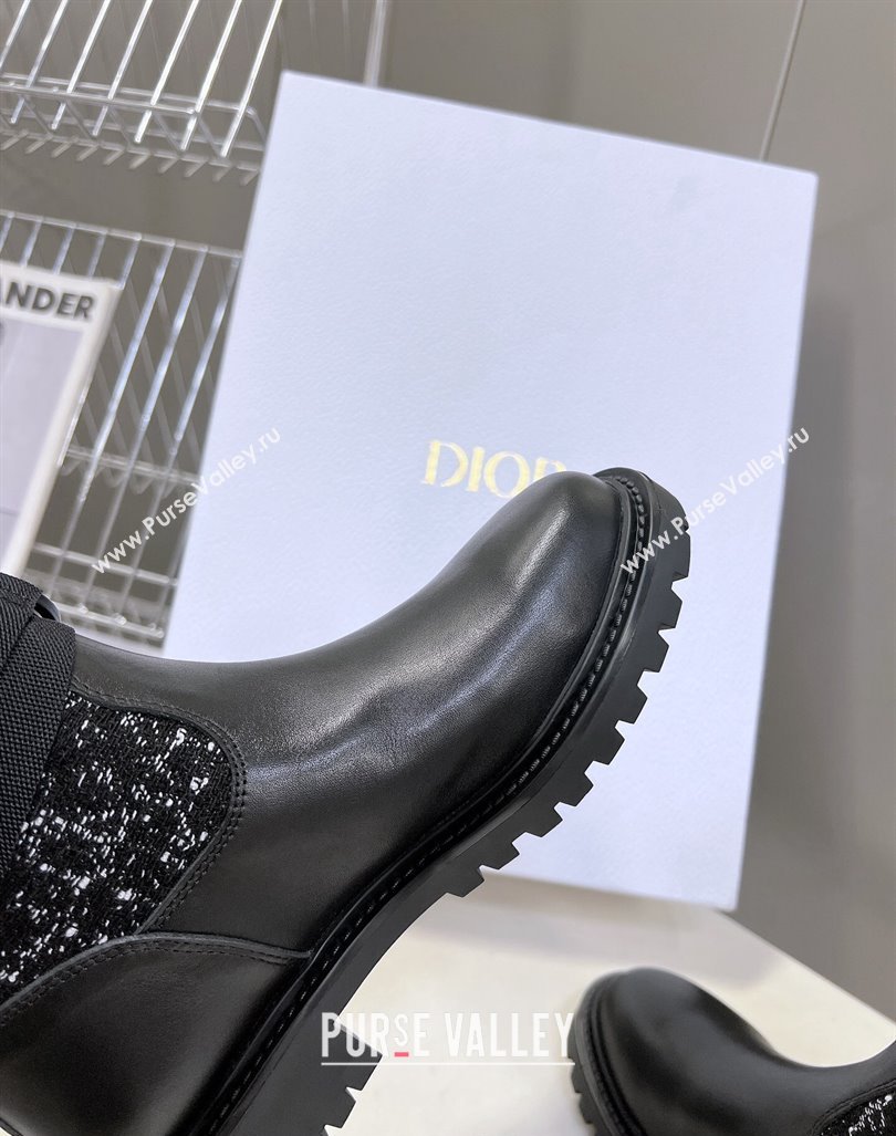 Dior D-Major High Boots in Black Calfskin with Black and White Cannage Tweed 2023 (MD-231103102)