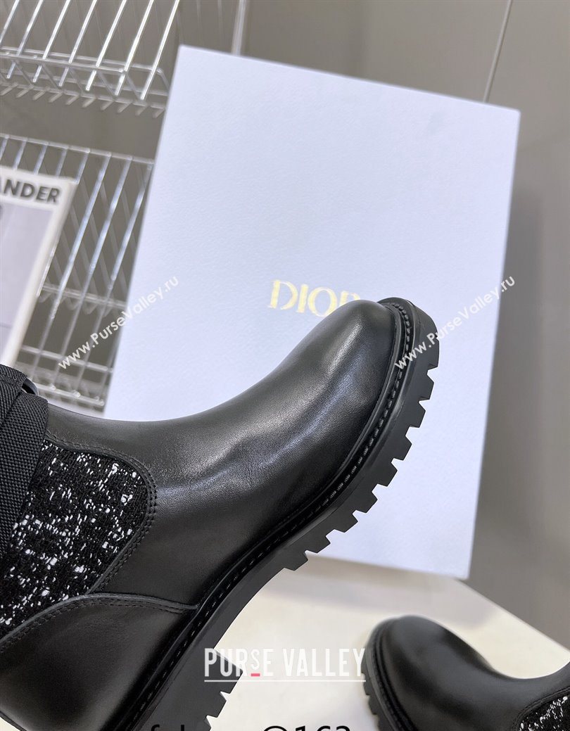 Dior D-Major High Boots in Black Calfskin with Black and White Cannage Tweed 2025 (MD-251029016)