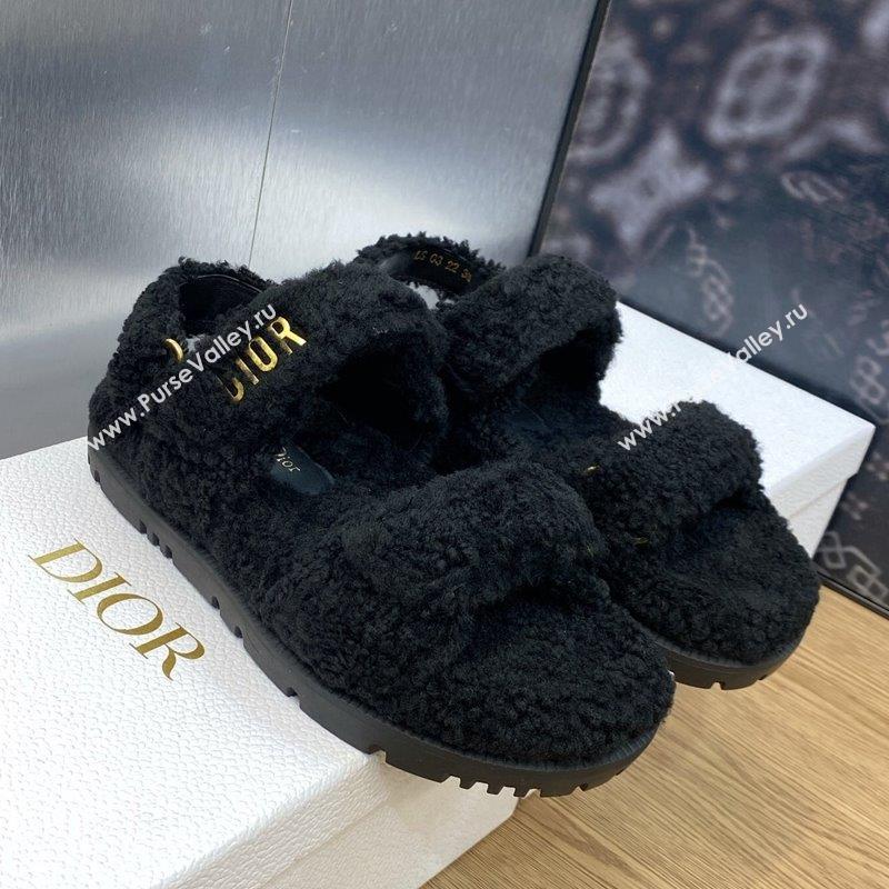 Dior DiorAct Wool Flat Strap Sandals Black 2023 1103 (MD-231103106)