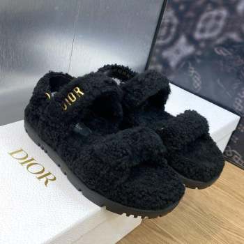 Dior DiorAct Wool Flat Strap Sandals Black 2023 1103 (MD-231103106)