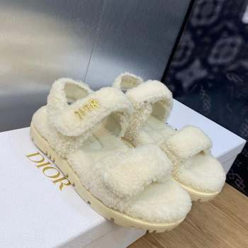 Dior DiorAct Wool Flat Strap Sandals White 2023 1103 (MD-231103107)