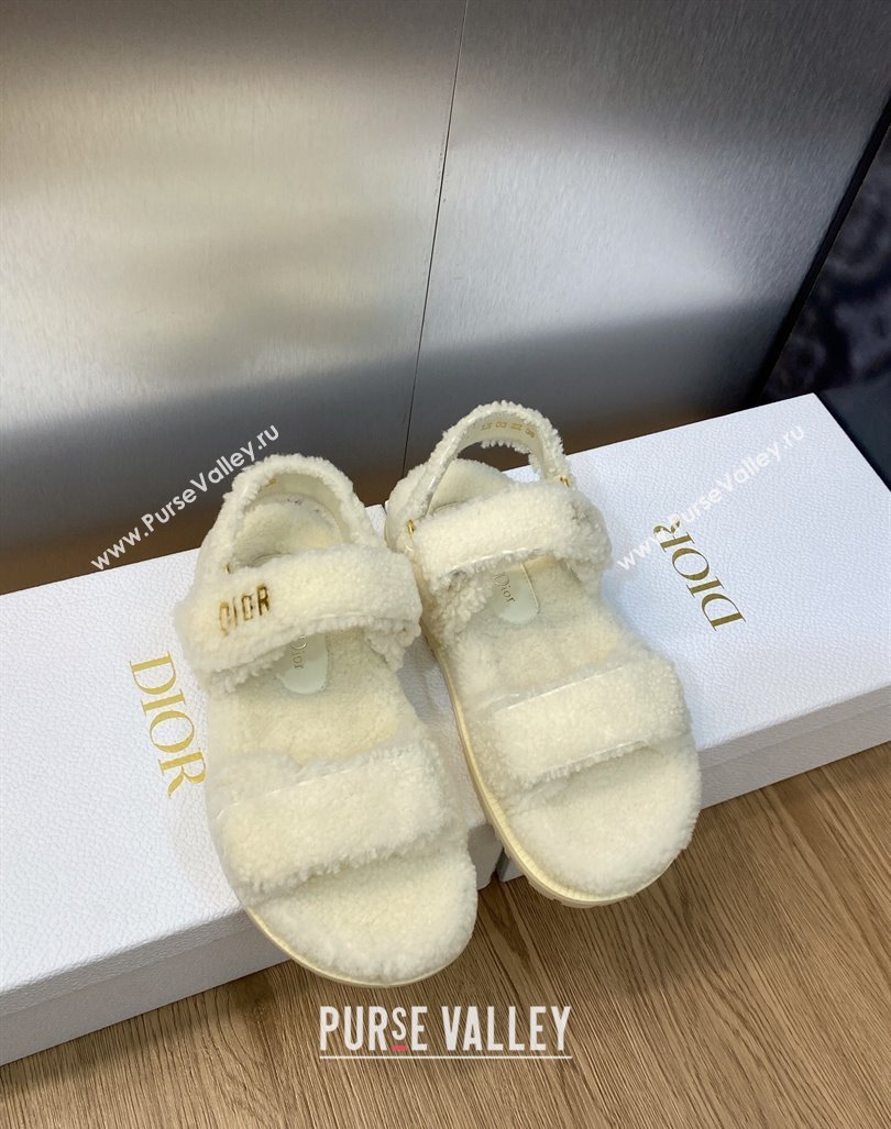 Dior DiorAct Wool Flat Strap Sandals White 2023 1103 (MD-231103107)