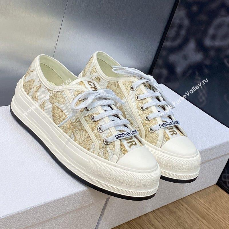 Dior WalknDior Platform Sneakers in Beige Embroidered Cotton with Toile de Jouy Mexico Motif 2023 (MD-231103086)