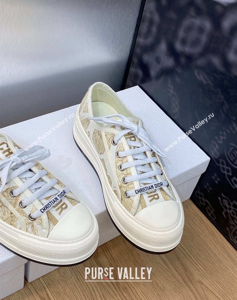 Dior WalknDior Platform Sneakers in Beige Embroidered Cotton with Toile de Jouy Mexico Motif 2023 (MD-231103086)