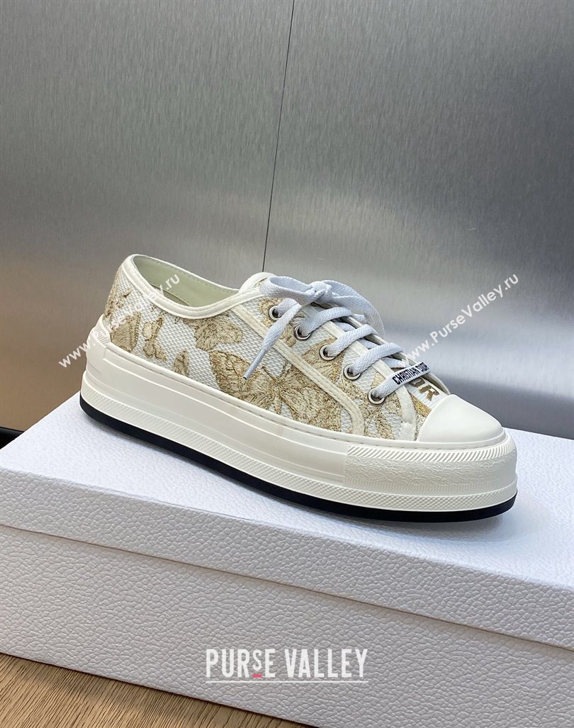 Dior WalknDior Platform Sneakers in Beige Embroidered Cotton with Toile de Jouy Mexico Motif 2023 (MD-231103086)