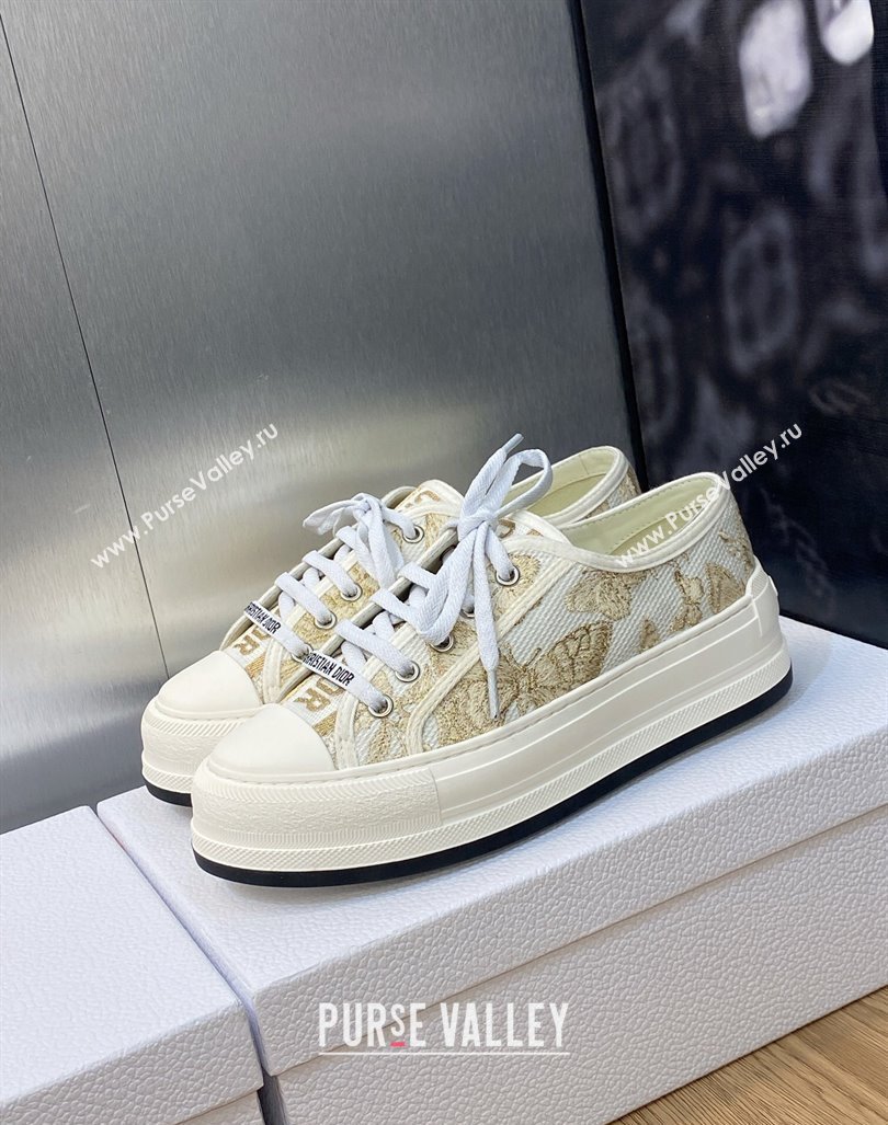 Dior WalknDior Platform Sneakers in Beige Embroidered Cotton with Toile de Jouy Mexico Motif 2023 (MD-231103086)