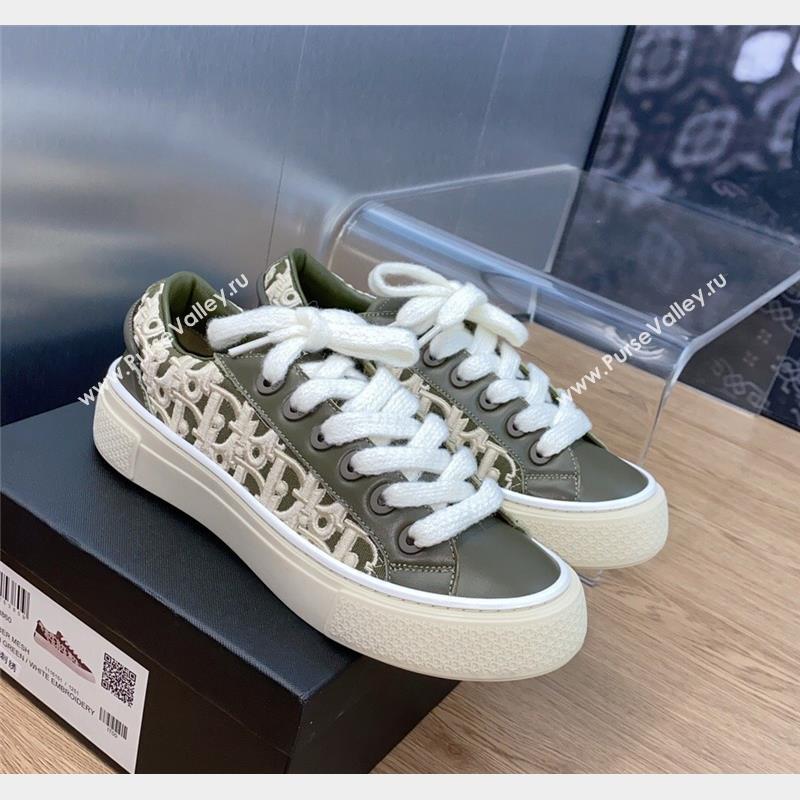 Dior B33 Low-top Sneakers in Khaki Green Smooth Calfskin and Oblique Raised Embroidery 2023 (MD-231103087)