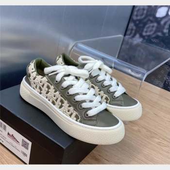 Dior B33 Low-top Sneakers in Khaki Green Smooth Calfskin and Oblique Raised Embroidery 2023 (MD-231103087)