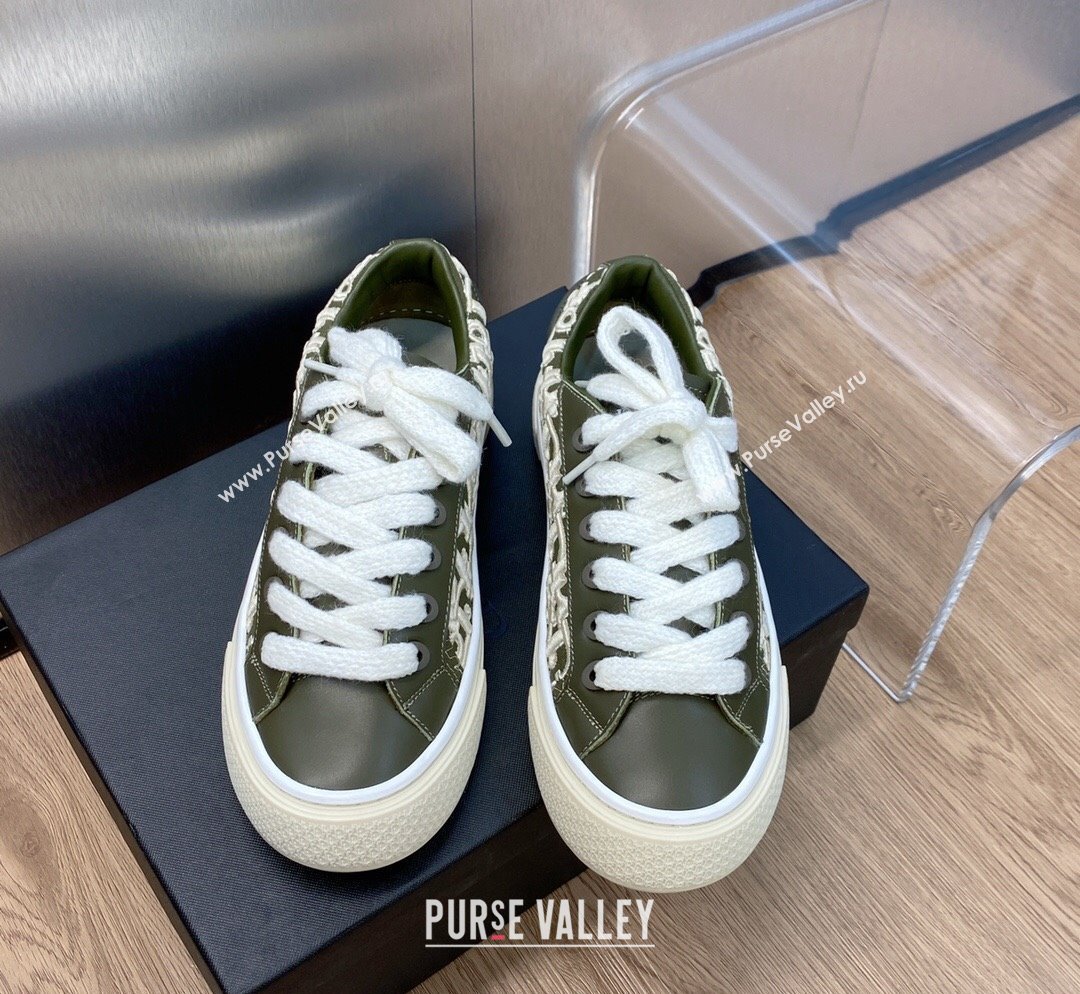 Dior B33 Low-top Sneakers in Khaki Green Smooth Calfskin and Oblique Raised Embroidery 2023 (MD-231103087)