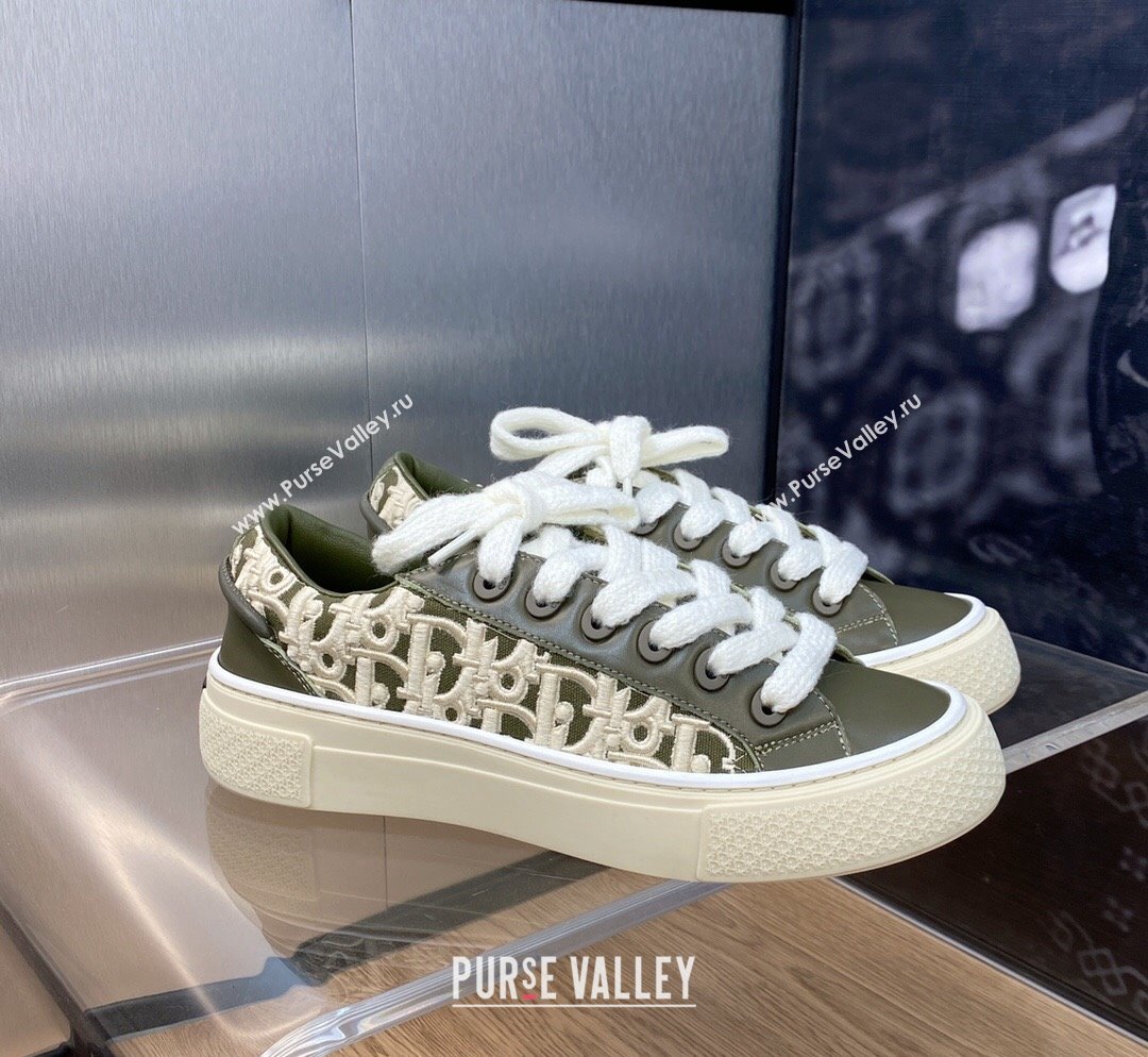 Dior B33 Low-top Sneakers in Khaki Green Smooth Calfskin and Oblique Raised Embroidery 2023 (MD-231103087)