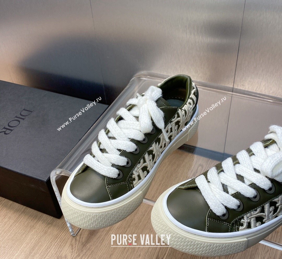 Dior B33 Low-top Sneakers in Khaki Green Smooth Calfskin and Oblique Raised Embroidery 2023 (MD-231103087)