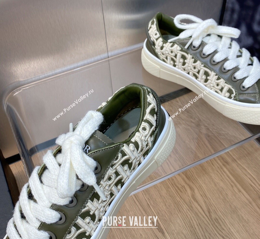 Dior B33 Low-top Sneakers in Khaki Green Smooth Calfskin and Oblique Raised Embroidery 2023 (MD-231103087)